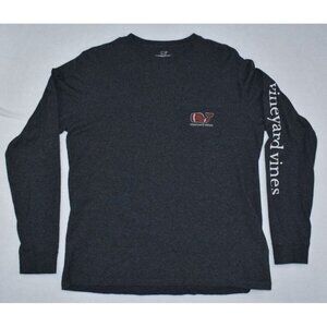 Vineyard Vines Men's T-Shirt Size M Gray Whale Football Long Sleeve Graphic